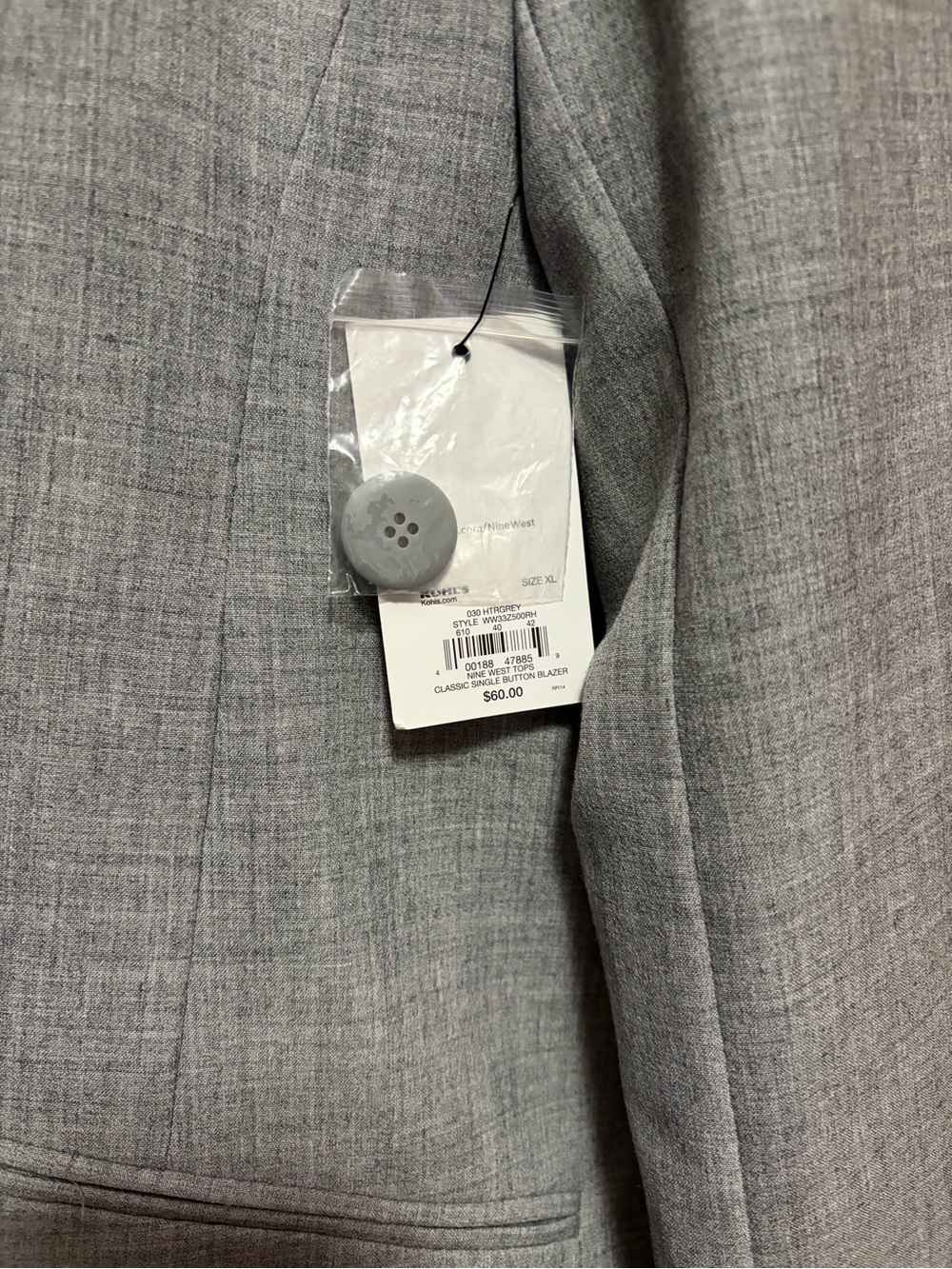 Nine West Women's Gray Single-Button Blazer - Picture 4 of 5